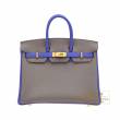 Hermes　Personal Birkin bag 25　Etain/　Blue electric　Togo leather　Matt gold hardware