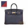 Hermes　Personal Birkin bag 25　Blue nuit/　Rouge grenat　Togo leather　Matt gold hardware