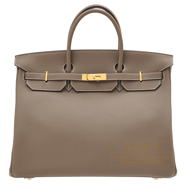 Hermes　Birkin bag 40　Etoupe grey　Togo leather　Gold hardware