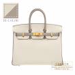 Hermes　Personal Birkin bag 25　Craie/Gris asphalt　Togo leather　Matt gold hardware