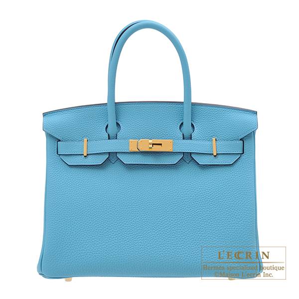 Hermes Birkin bag 30 Deep blue Togo leather Gold hardware