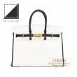 Hermes　Personal Birkin bag 25　White/Black　Clemence leather　Gold hardware