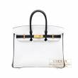 Hermes　Personal Birkin bag 25　White/Black　Clemence leather　Matt gold hardware