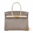Hermes　Personal Birkin bag 30　Gris asphalt/　Craie　Togo leather　Gold hardware