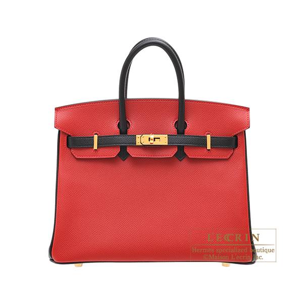 Hermes Personal Birkin bag 25 Rouge casaque/ Black Epsom leather