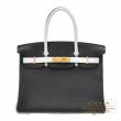 Hermes　Personal Birkin bag 30　Black/White　Clemence leather　Gold hardware