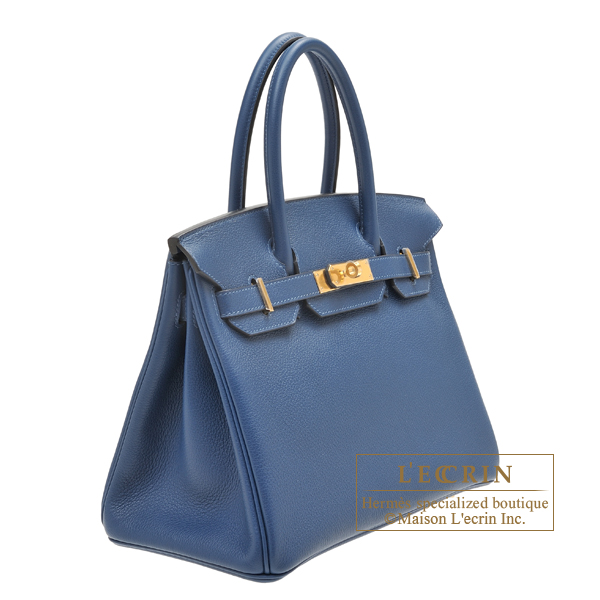 Hermes Birkin bag 30 Deep blue Novillo leather Gold hardware