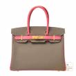 Hermes　Personal Birkin bag 30　Etoupe grey/Rose azalee　Epsom leather　Gold hardware