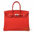 Hermes　Birkin bag 35　Rouge coeur　Togo leather　Silver hardware