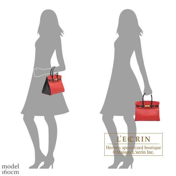 Hermes Personal Birkin bag 30 Rouge casaque/ Black Epsom leather Matt gold  hardware