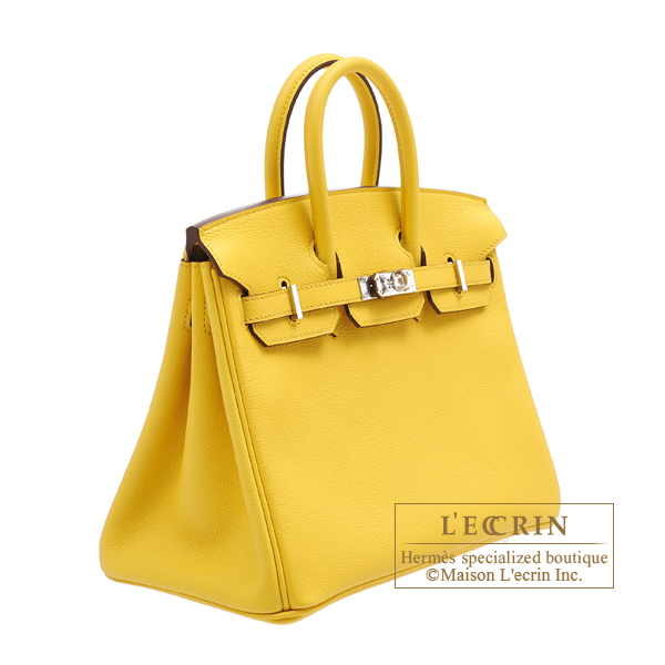 Hermes Birkin 25 Bag Jaune de Naples Novillo Leather Gold Hardware
