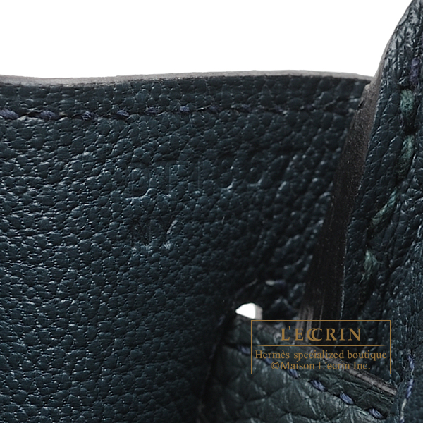Hermes Birkin bag 25 Vert rousseau Togo leather Silver hardware