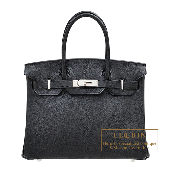 Hermes　Birkin bag 30　Black　Chevre coromandel goatskin　Silver hardware