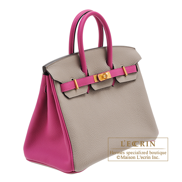 Hermes Personal Birkin bag 25 Craie/ Rouge H Togo leather Matt