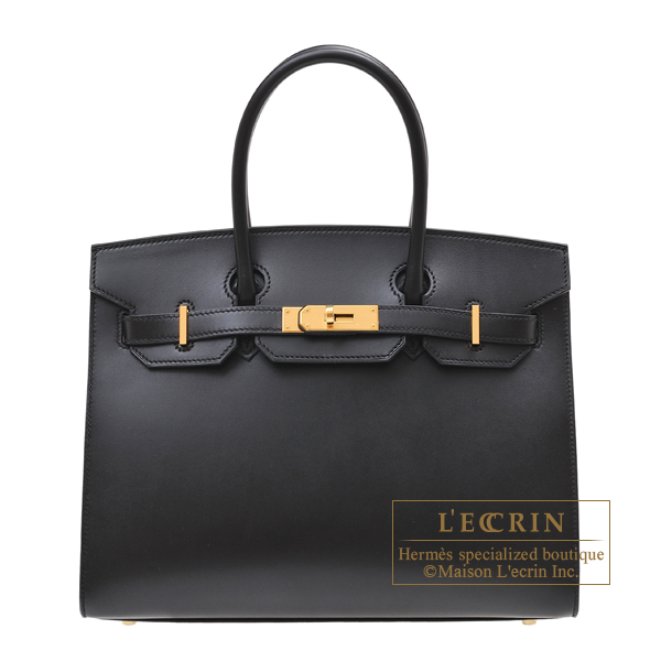 Superb VIP GRIS MOUETTE BLACK 30cm HERMES Birkin Bag/Gold