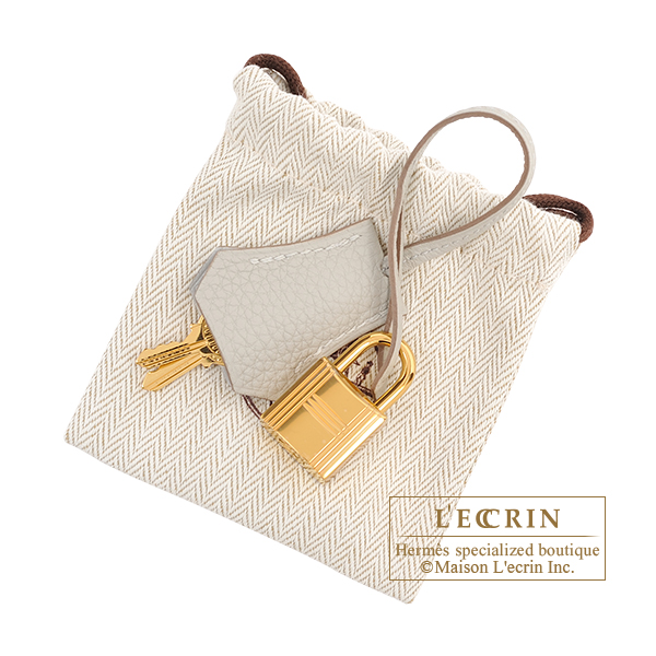 HERMÈS Birkin 25 handbag in Pearl Gray Togo leather with Nata