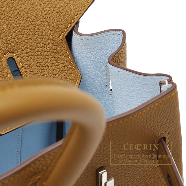 Hermes Birkin Verso bag 25 Bronze dore/ Blue brume Togo leather Silver  hardware