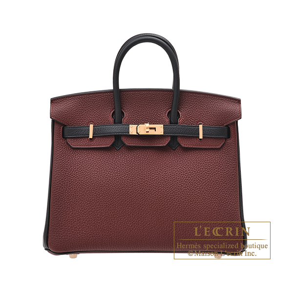 Hermes　Personal Birkin bag 25　Rouge H/　Black　Togo leather　Rose gold hardware