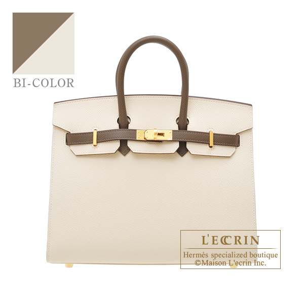 Hermes　Personal Birkin Sellier bag 25　Craie/Etoupe grey　Epsom leather　Gold hardware