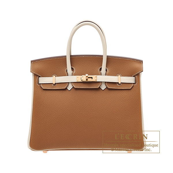 Hermes　Personal Birkin bag 25　Gold/Craie　Togo leather　Rose gold hardware