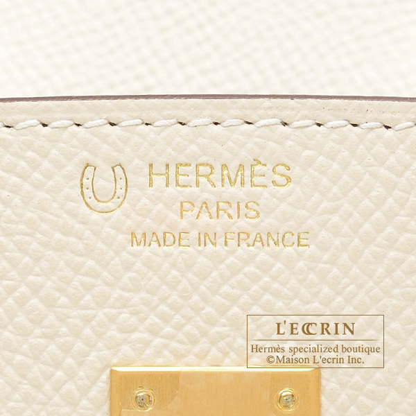 Hermes Personal Birkin Sellier bag 25 Craie/ Gris asphalt Epsom leather  Matt gold hardware