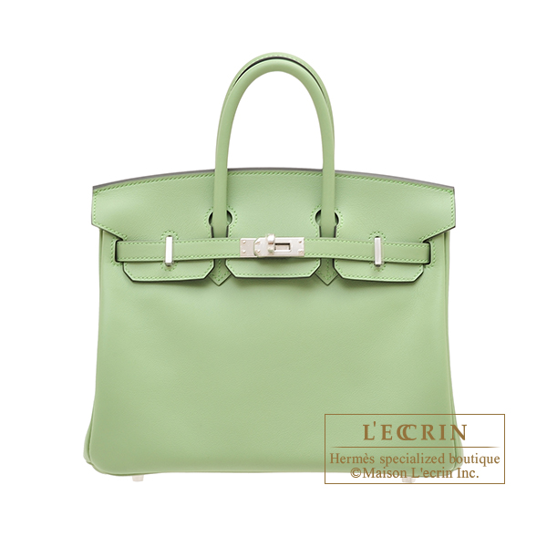 Hermes　Birkin bag 25　Vert criquet　Swift leather　Silver hardware