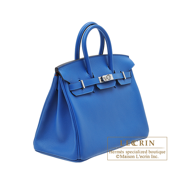 Hermes Birkin Bag 25cm Blue Zellige Verso Capucine Orange Novillo