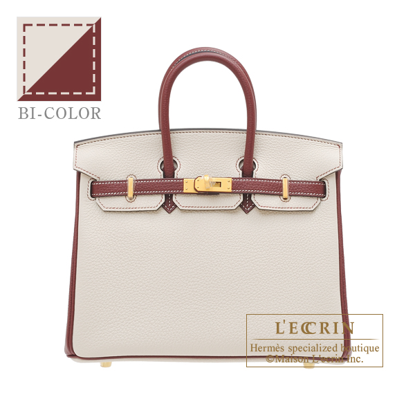 Hermes　Personal Birkin bag 25　Craie/　Rouge H　Togo leather　Matt gold hardware