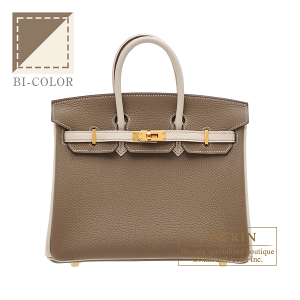 Hermes　Personal Birkin bag 25　Etoupe grey/Craie　Togo leather　Gold hardware