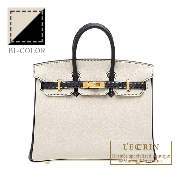 Hermes　Personal Birkin bag 25　Craie/　Black　Togo leather　Gold hardware