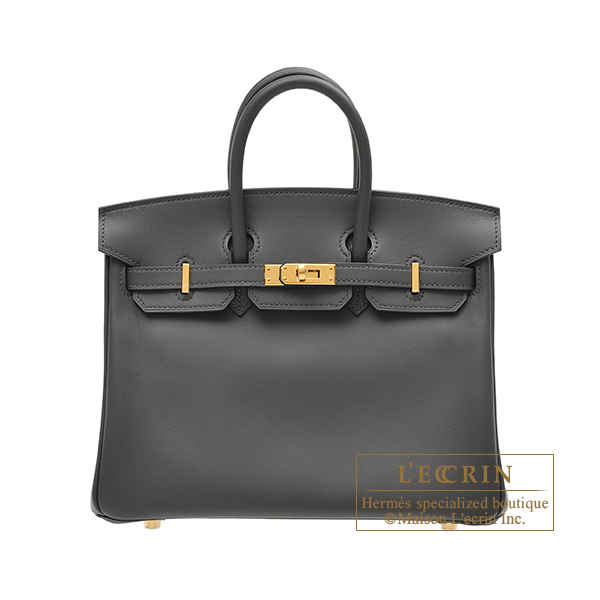 Hermes　Birkin bag 25　Graphite　Jonathan leather　Gold hardware