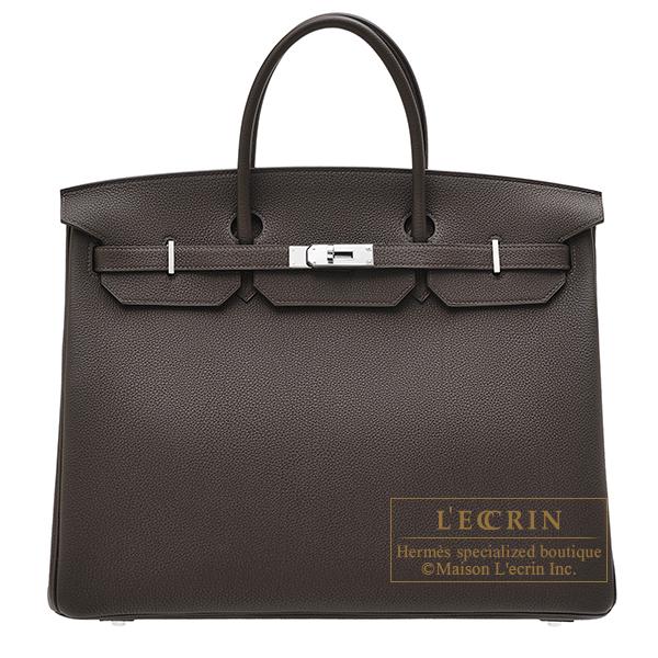 Hermes　Birkin bag 40　Ebene　Togo leather　Silver hardware