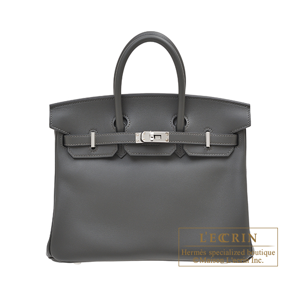 Hermes　Birkin bag 25　Graphite　Jonathan leather　Silver hardware