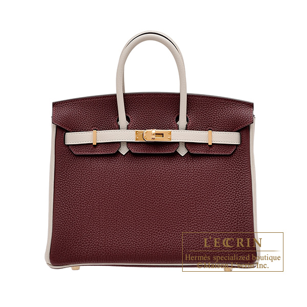 Hermes　Personal Birkin bag 25　Rouge H/　Craie　Togo leather　Gold hardware