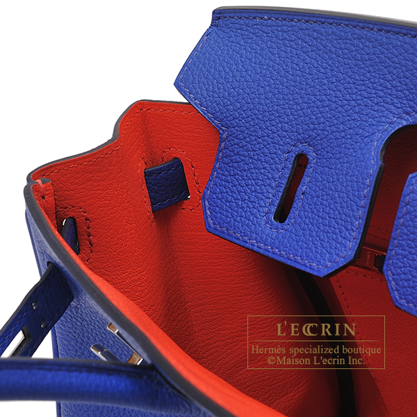 Hermes Birkin Verso bag 25 Blue royal/ Capucine Togo leather Silver  hardware