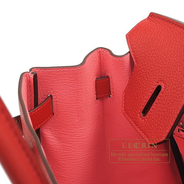 Hermes Birkin bag 30 Rouge casaque Clemence leather Gold hardware