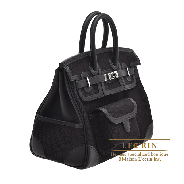 Hermes Birkin Cargo bag 25 Black Canvas/Swift leather Silver hardware