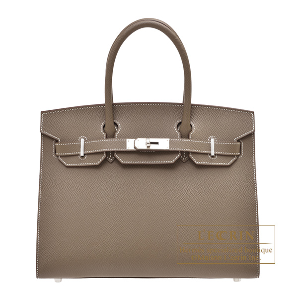 Hermes Birkin Sellier bag 30 Etoupe grey Epsom leather Silver