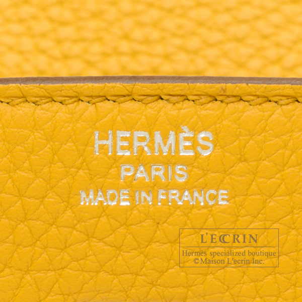 Hermes Birkin bag 25 Jaune ambre Togo leather Silver hardware