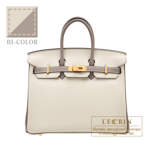 Hermes Birkin bag 25 Craie Togo leather Gold hardware