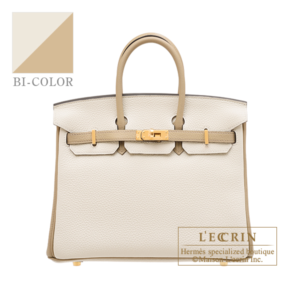 Hermes　Personal Birkin bag 25　Craie/Trench　Togo leather　Gold hardware