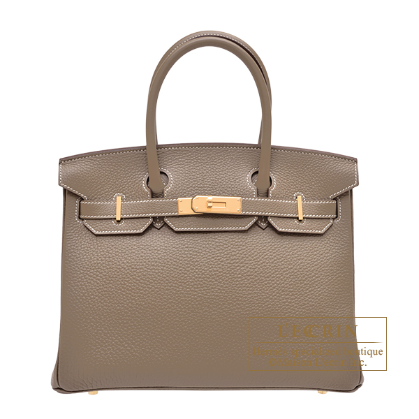 Hermes　Birkin bag 30　Etoupe grey　Togo leather　Gold hardware