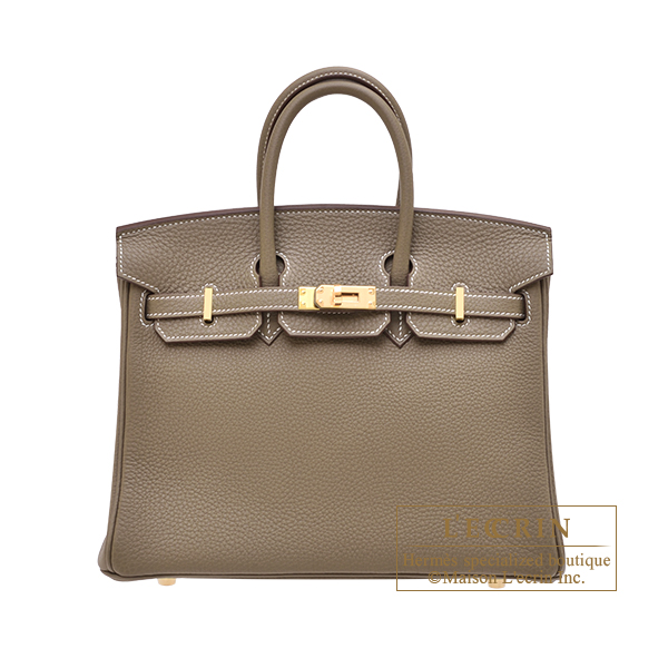 Hermes　Birkin bag 25　Etoupe grey　Togo leather　Gold hardware