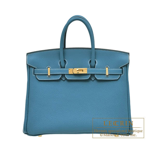 Hermes　Birkin bag 25　New blue jean　Togo leather　Gold hardware