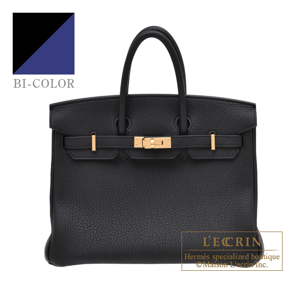 Hermes　Birkin Verso bag 25　Black/Blue saphir　Togo leather　Gold hardware