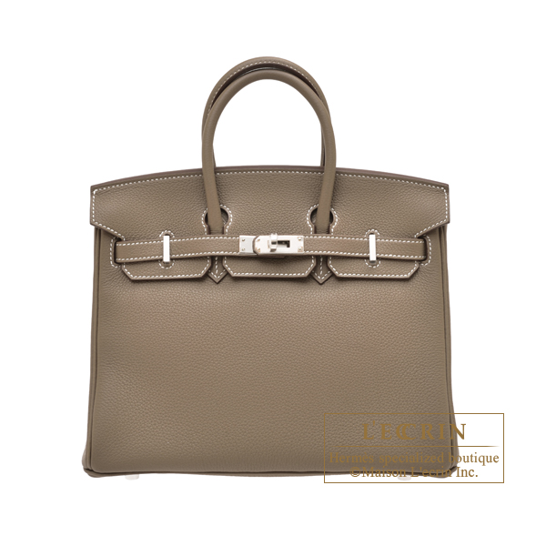 Hermes　Birkin bag 25　Etoupe grey　Togo leather　Silver hardware