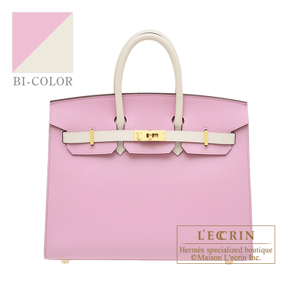 Hermes　Personal Birkin Sellier bag 25　Mauve sylvestre/　Craie　Epsom leather　Matt gold hardware