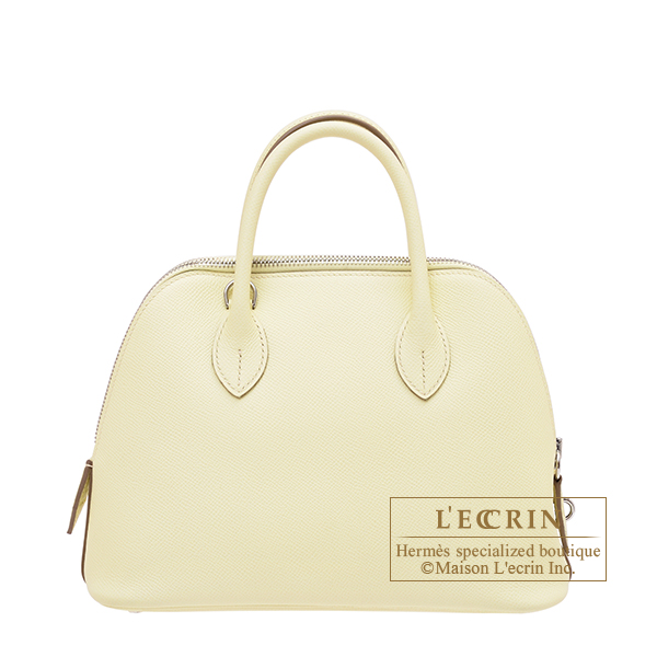 Hermes Bolide bag 1923 Verso 25 Jaune milton/ Craie Epsom leather Silver hardware