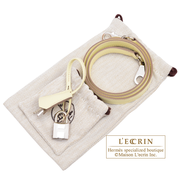 Hermes Bolide bag 1923 Verso 25 Jaune milton/ Craie Epsom leather Silver hardware