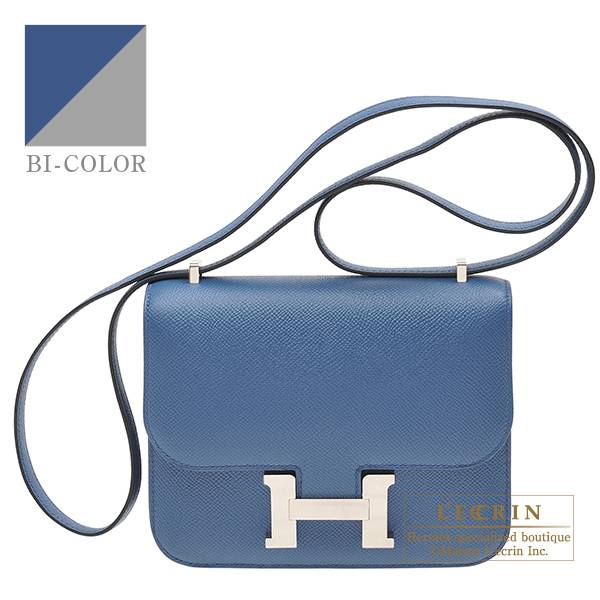 Hermes Constance mini Blue brume Epsom leather Silver hardware